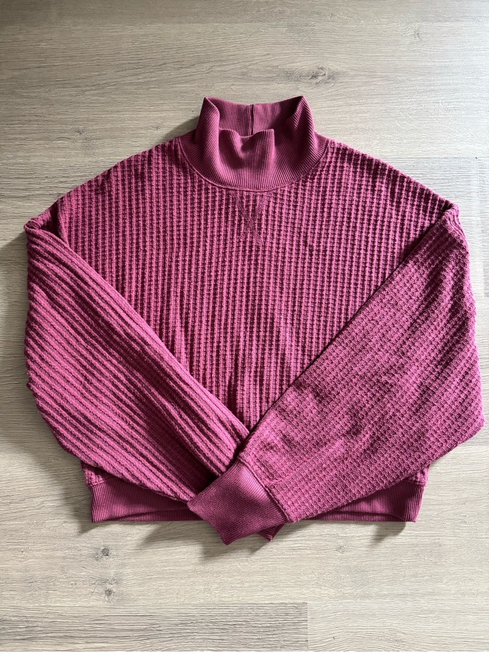 UpWest Rose-Mauve Waffle Turtleneck Sweater